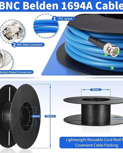 Superbat SDI Cable 50ft BNC Cable 75 Ohm Belden 1694A 3G/6G/12G SDI Camera Wire,Support 3G-SDI/6G-SDI/4K/6K Video Recorder Camera Monitor Converter Audio Broadcast etc.