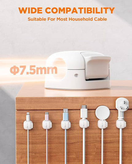 6Pack Cord Organizer, Chfeila Compact Dual Spring & Clasp Lock Cable Management Clips, Adhesive Phone Charger Keeper, Wire Holder for Nightstand/Wall/Car, Home Office Desk Accessories Decor Essentials