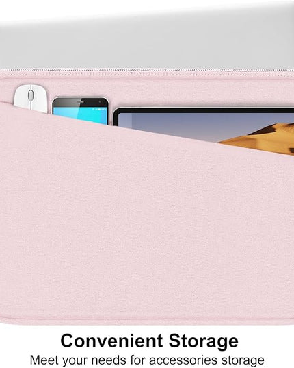 Laptop Sleeve, 15.6 inch Laptop Case, Durable Computer Carrying Bag Protective Case Briefcase Handbag with Front Pocket, Slim Laptop Case Cover for 15.6 Inch HP, Dell, Lenovo, Asus, Notebook, Pink