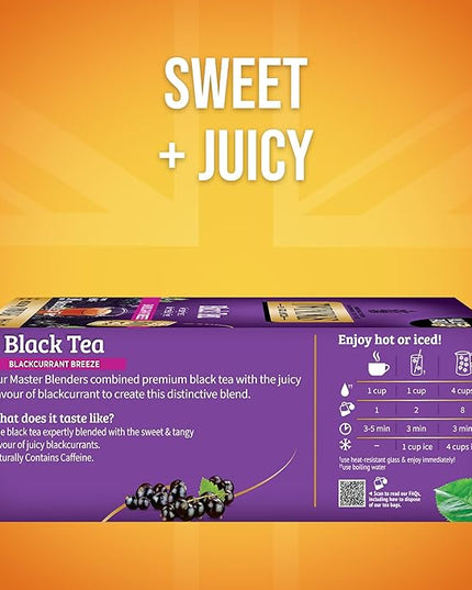 Twinings Blackcurrant Breeze Black Tea Individually Wrapped Bags, 100 Count (Pack of 1), Sweet, Tangy Taste, Caffeinated, Enjoy Hot or Iced, 100 Teabags