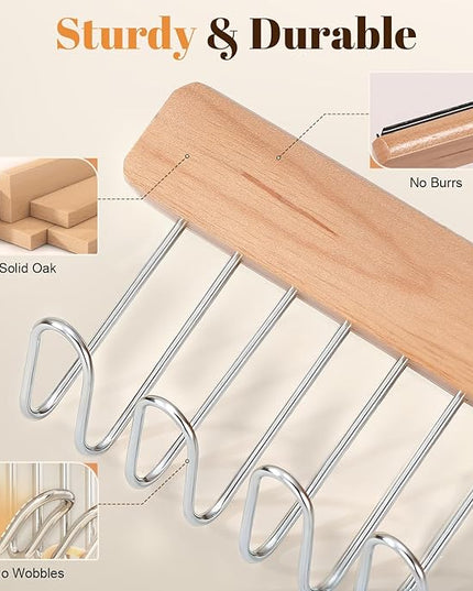 2 Pack 16.2In Valet Rods for Closets, Left-Side Adjustable Retractable Rods with 12 Metal Hooks, Multi-Scene Ties Belts Bras Vests Organizer for Closet Kitchen Bathroom