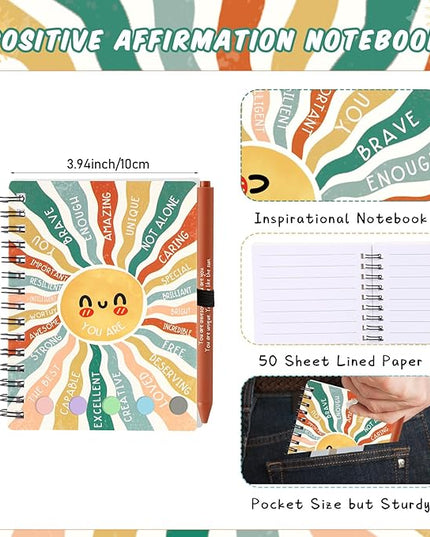 Janlaugh 60 Pcs Christmas Inspirational Gift Bulk for Women 30 Mental Health Notebook with Sticky Note 30 Motivational Ballpoint Pen Psychology Journal for Medical Assistant Employee Teacher Student