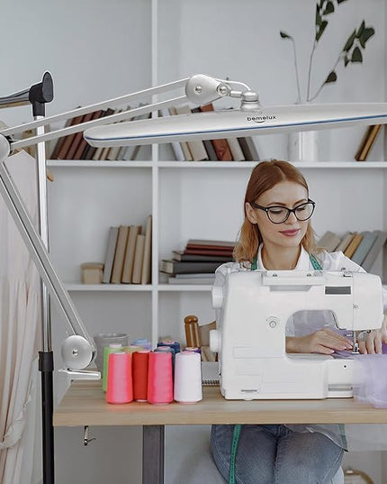 Task Lamp with Clamp, Bright 117PCS LEDs, Metal Swing Arm 24W 2200 Lumen Dimmable Led Desk Lamp for Architect Home Office Study Reading Dorm Workbench Craft, 23 Inch Working Lamp(Silver)