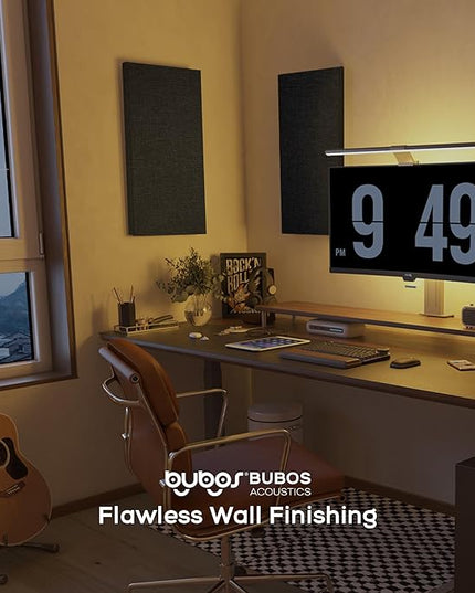 BUBOS 4 PCS Acoustic Panels,23.6''x11.8''Fabric Soundproof Wall Panels,Self-adhesive Sound Absorbing Panels for Studios, Office, Home Theater,Fabric-Clad Matte Black