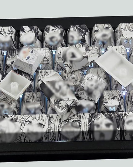 Tsungup Anime Keycaps-Side Print Keycap Set,PBT Japanese Custom Keycap Shine Through Backlit Keycaps 75 Percent,129 Keys Dye Sub Cherry Profile Keyboard Key caps for Cherry MX Mechanical Keyboard
