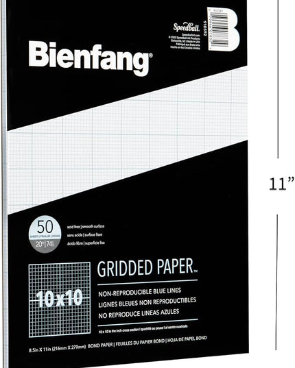 Bienfang Designer Grid Graph Paper Pad, 10x10 Cross Section, 8.5 x 11 Inches, 50 Sheets