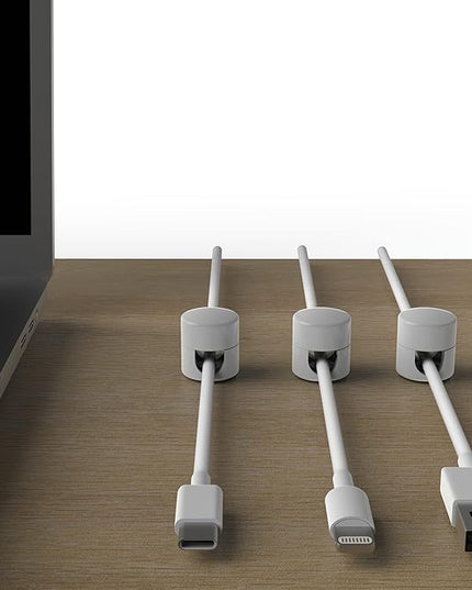 Cable Anchors for Desk Organization White | Premium Aluminum Cord Organizers | Charger + Cable Management Clips for Home & Office | Stylish, Sturdy, & Functional | (3 Pack)