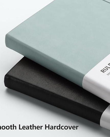 RETTACY Lined Journal Notebook, 192 Numbered Pages, A5 Medium Size (5.7'' x 8.3''), for Men & Women, Journaling, Writing, Work & Office, Leather Hardcover, 100 GSM Thick Paper (Blue-gray)