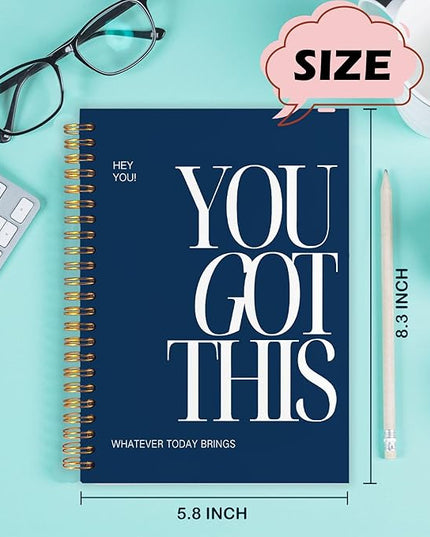 Yhtrg You Got This Inspirational Notebooks Journal, Motivational Spiral Journal Notebook for Women, Dark Blue Motivational Positive Notebooks for Office School Supplies, 5.5x8.3 Inch