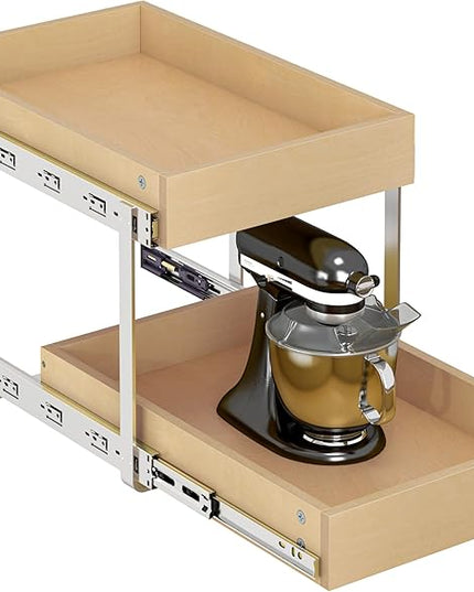 WelFurGeer 2-Tier Pull Out Cabinet Organizer with Soft Close Slides, Pull Out Drawers for Cabinets, Heavy-Duty Slide Out Drawers for Kitchen Cabinets, Under Sink, Pantry & Bathroom