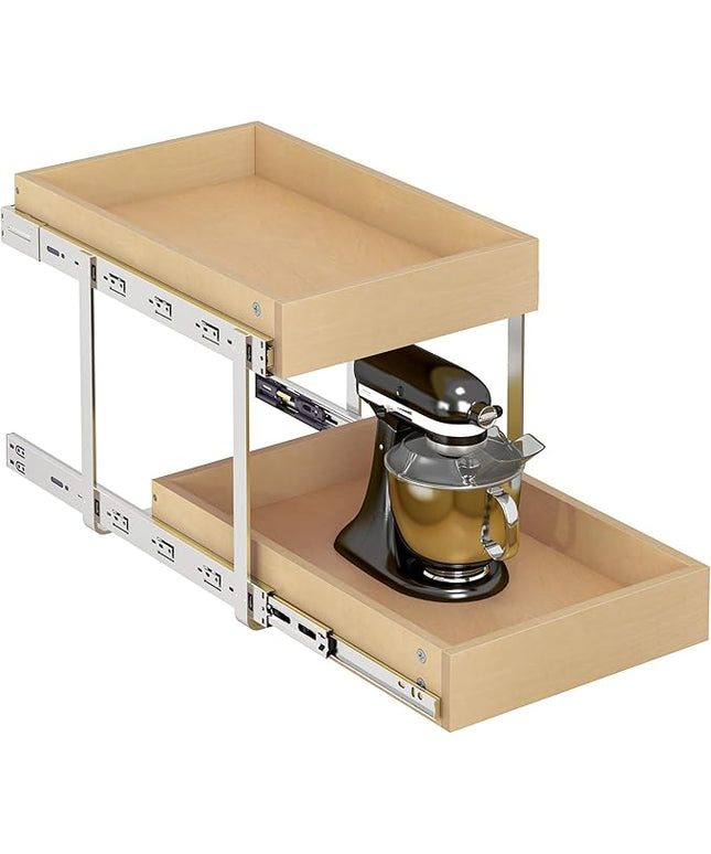 WelFurGeer 2-Tier Pull Out Cabinet Organizer with Soft Close Slides, Pull Out Drawers for Cabinets, Heavy-Duty Slide Out Drawers for Kitchen Cabinets, Under Sink, Pantry & Bathroom