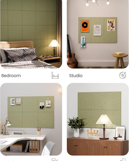 Fluxynara Large Felt Bulletin Board 36" x 24"Cork Board Alternative - 6 Pack with 40 Safe Removable Adhesive Tabs, Cork Boards for Walls Cork Board for Home Office Classroom Pin Board (Olive Green)