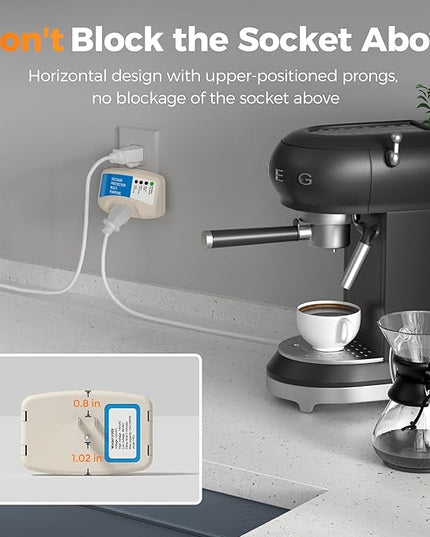 Refrigerator Surge Protector Outlet, TESSAN Single Outlet Extender for Home Appliances, Wall Plug with Voltage Protector, Surge Protection for TV, Freezer, Ice Maker, Washing Machine, 1800W, 15A, 120V