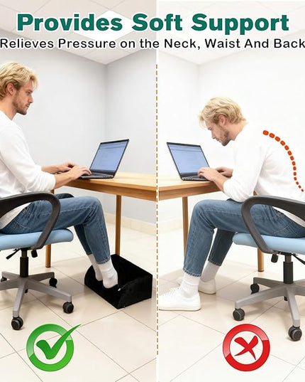 Adjustable Foot Rest Under Desk Removable Warmer Pocket Desk Foot Stool with High-Density Foam and Washable Cover Ergonomic Black Leg Rest for Home Office