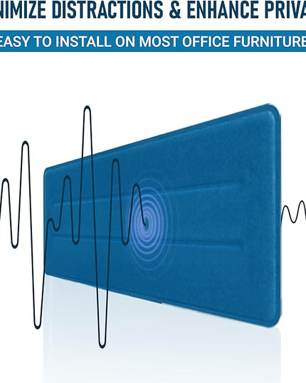 Desk Divider Panel, 34.6" x 11.8", Blue – Clamp-On with 2 L-Clips, Soundproof Noise Reducing Privacy Screen for Office or Home Desk, High Quality Polyester