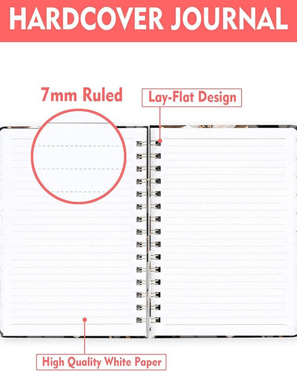 Spiral Journal Notebook for Women, Hardcover A5 College Ruled Notebook, 60 Sheet, Thick Paper, Cute Lined Journal for School, Office & Work, 6 x 8.4 in(Cute Flower)