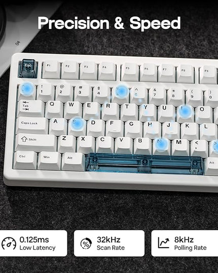 EPOMAKER HE80 Hall Effect Gaming Keyboard, 8K Polling & 32K Scan, Creamy Gasket, DKS, SOCD, Hot-Swappable, RGB Backlit, Wired Gaming Keyboard for PC & Mac (White)