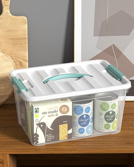 6-Pack Clear Storage Latch Bins, 14 L Plastic Storage Boxes with Lid