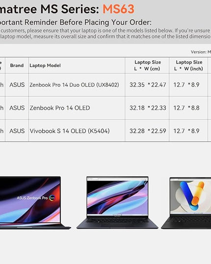 Smatree MS63 Hard EVA Protective Sleeve Case with Stand Compatible for 14.5 inch ASUS Zenbook Pro 14 Duo OLED, for ASUS Zenbook Pro 14 OLED, for Vivobook S 14 OLED K5404 Laptop Anti-Shock Bag