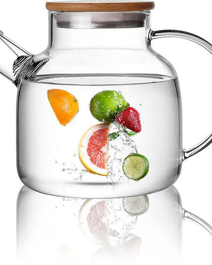 CnGlass Glass Teapot Stovetop Safe,40.6oz Clear Tea pot with Removable Filter Spout,Loose Leaf and Blooming Tea Maker