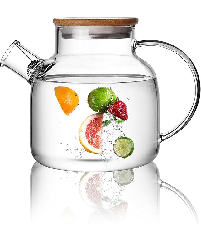 CnGlass Glass Teapot Stovetop Safe,40.6oz Clear Tea pot with Removable Filter Spout,Loose Leaf and Blooming Tea Maker