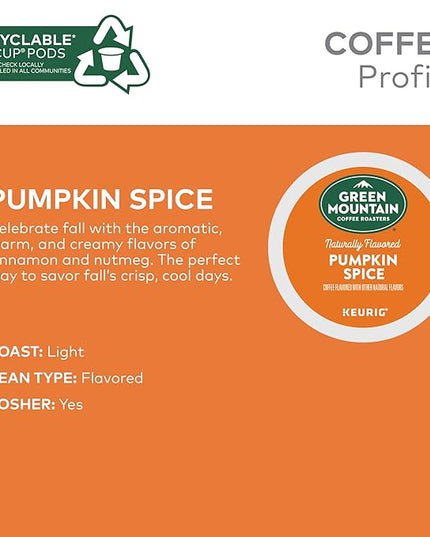 Green Mountain Coffee Roasters Pumpkin Spice Coffee, Keurig Single-Serve K-Cup Pods, Light Roast, 96 Count
