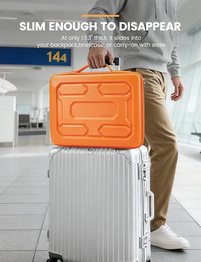 DOMISO 13.3 inch Laptop Sleeve with Handle Shockproof Computer Bag Waterproof EVA Protective Carrying Case for 13-13.3 inch Notebooks/13 MacBook Air/MacBook Pro Retina/Dell XPS 13/HP,Orange