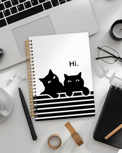 Funny Cat Notebook Journal, Black Cat Spiral Notebook, Black Cat Gifts, Cat Notepad, Cat Stationary, Gifts for Cat Lovers, College Ruled Spiral Notebook 80 Sheets -160 Pages 5.5x8.3 Inch