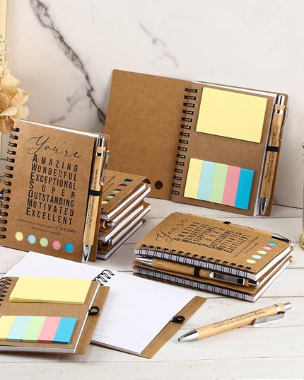 Jetec Inspirational Notebooks Bulk Spiral Notebook with Sticky Notepad Motivational Pens Valentines Day Gifts for for Employee Coworker Nurse Staff Teacher Nurse Volunteer(25 Sets,Amazing)