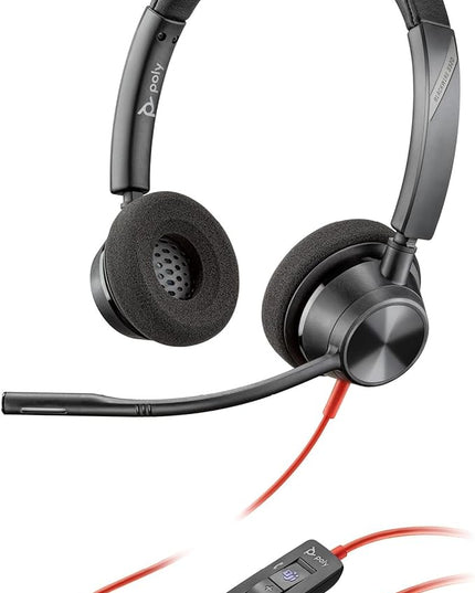 Poly Blackwire 3320 Wired Headset (Plantronics)– Flexible Microphone Boom – Hi-fi Stereo - Connect to PC/Mac via USB-C or USB-A - Certified for Microsoft Teams - Amazon Exclusive