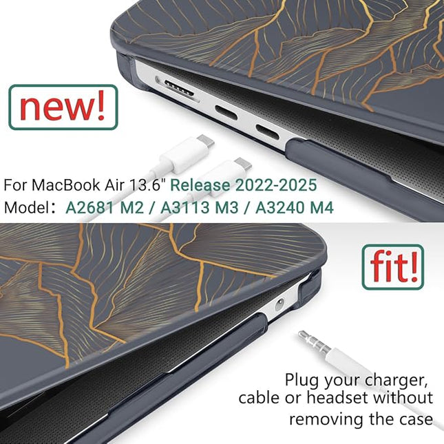 DONGKE for M4 MacBook Air 13.6 Inch Case 2025 2024 2023 2022 Model A3240 A3113 A2681 M3 M2 Chip, Plastic Hard Shell Case Cover with Touch ID for MacBook Air 13 Inch M4 - Abstract Mountain