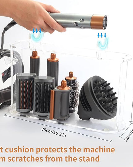 Desktop Storage Holder Compatible with Dyson Airwrap/Airwrap Origin/Airwrap i.d, 7-Hole Acrylic Organizer Compatible with Dyson Airwrap Multi-Styler for Home Bathroom and Hairsalon