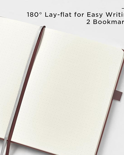&And Per Se Dotted Journal Notebook, A5 Hardcover Leather Bullet Dotted Journal, 160 Pages 100 gsm Thick Paper, 3 Sheets of Stickers Included- 5.7'' x 8''（Chocolate）