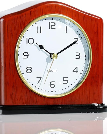 AYRELY® Mantel Clock, Handcrafted Solid Wood Desk Clock with Silent Movement, Piano-Gloss Finish, Elegant Table Clock for Fireplace, Bedroom, Office & Gifts