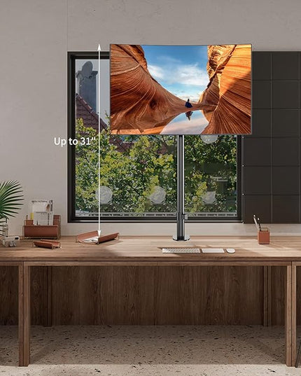 Pholiten Extra Tall Single Monitor Desk Mount Stand with 31.5inch Pole for 13 to 32 inch Screens,Fully Adjustable Monitor Arm Mount for Desk,Holds up to 22lbs