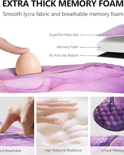 Mouse Pad Wrist Support, Laokiiy 2 in1 Keyboard Wrist Rest+ Ergonomic Mouse Pad, Non-Slip Wrist Rest for Computer Keyboard, Made Easy Typing & Relieve Wrist Pain(Amethyst Purple Marble)