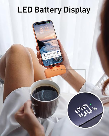 iWALK Portable Charger 5500mAh Next-Gen Small Power Bank 22.5W Fast Charging Battery USB-C Portable Phone Charger for iPhone 17/16/15 17 Plus 17 Pro Max iPad, Samsung Galaxy S25 S24 S23 Android,Orange