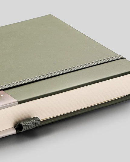 EMSHOI Dotted Notebook - 256 Pages A5 Dotted Grid Journal Notebook,120gsm Thick Paper,16 Perforated Pages, Smooth PU Leather, Inner Pocket,5.75'' × 8.38''-Green