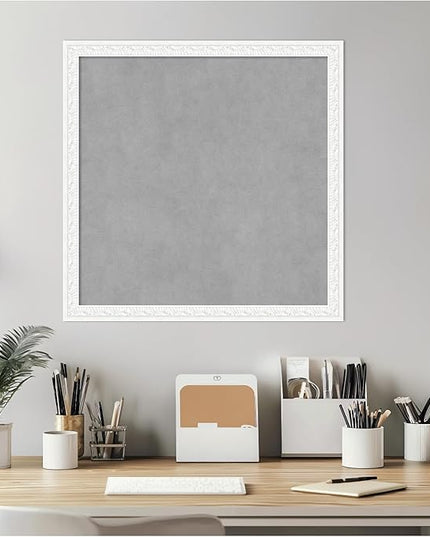 Amanti Art White Framed Magnetic Board 22x22 Medium Vision Board for use with Magnets, 100% Metal Sheet to Display Items as Office Decor or for Home Organization in mudroom, Kitchen or Kids Room
