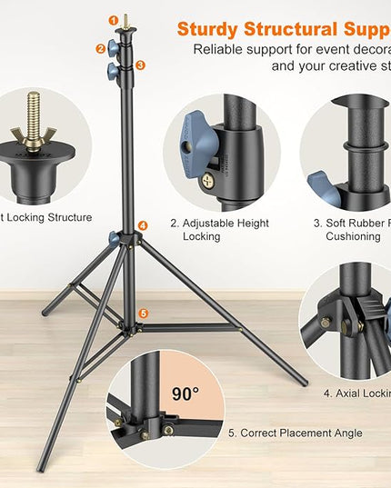LINCO Lincostore Zenith Portable T-Shape Background Backdrop Stand Kit 5x6.7ft - 5ft Wide (Fixed) and 6.7ft High (Adjustable)- Lightweight Only 4 Lbs Easy to Carry and Storage Black