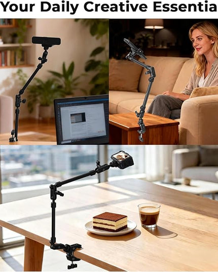 SmallRig 22.4" Magic Arm with Super Clamp, Overhead Phone Mount, Flexible Desk Camera Mount with 1/4" Screw and Cable Clip, Max Load 2.2lb, for iPhone, Action Camera, Video Light, Webcam, Mic - 5625