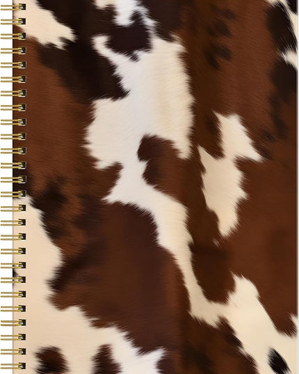 Spiral Journal Notebook for Women,A5 College Ruled Notebooks 6"x 8.4", 120 Pages Lined Journal with Premium Thick Paper,Perfect for School Office Home Gifts(Brown Cow western cowhide)