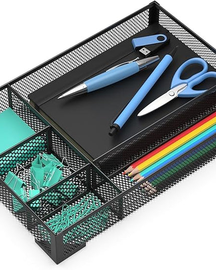 Desk Drawer Organizer, Office Desk Organizer Tray with 5 Dividers, Pen Pencil Drawer Organizer for Office Supplies, Desktop, Bathroom, Kitchen, Makeup, Vanity