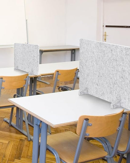 DOLLAR BOSS 2PCS Acoustic Desk Dividers 24" x 20", Soundproof Freestanding Privacy Panels for Table, Noise Reducing Desktop Partition for Office, Home, Classroom with 20 Pushpins,Light Grey