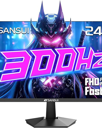 SANSUI Gaming Monitor, 24.5" 300hz 240hz FHD 1080P 1ms FPS PC Monitor Gaming, HDR, FreeSync, DisplayPort x2 HDMI x2, Fast IPS, 120% sRGB, Audio Jack, VESA Support, Desktop Compatible(ES-G25X1 PRO)
