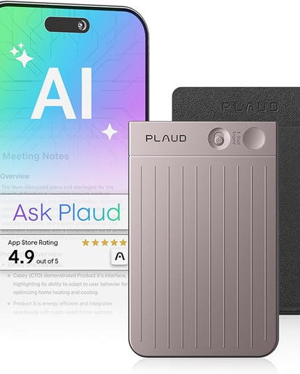 Plaud Note AI Voice Recorder, Voice Recorder w/Case, App Control, AI Transcribe & Summarize, Support 112 Languages, 64GB, Audio Recorder for Lectures, Meetings, Calls, Interview, Non-Pro Version
