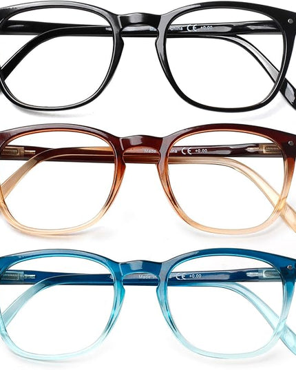 Henotin 3-Pack Blue Light Blocking Reading Glasses,Spring Hinge Computer Readers for Men Women,Anti UV Ray Filter Eyeglasses (Mixed Color-1, 2.75, Diopters)