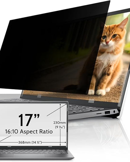 IPROKKO Laptop Privacy Screen 17 Inch for HP Dell Acer Asus Lenovo Thinkpad Envy XPS, 16:10 Aspect Removable 17in Anti Blue Light Glare Privacy Filter Shield, Anti Spy Computer Monitor Security Protector