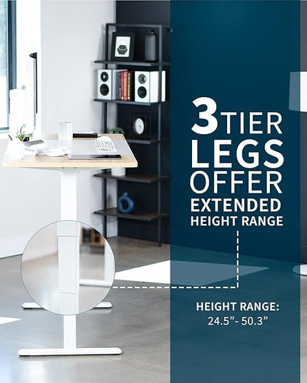 VIVO Electric 71 x 30 in Dual Motor Sit Stand Desk, Memory Height Adjustment, 2B Series, White and Light Wood Top, White Frame, DESK-KIT-2W7WC