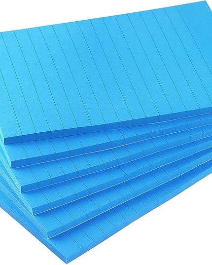 Early Buy 6 Pads Lined Sticky Notes with Lines 4x6 Self-Stick Notes Bright Color Sticky Notes, 45 Sheets/Pad (Blue)